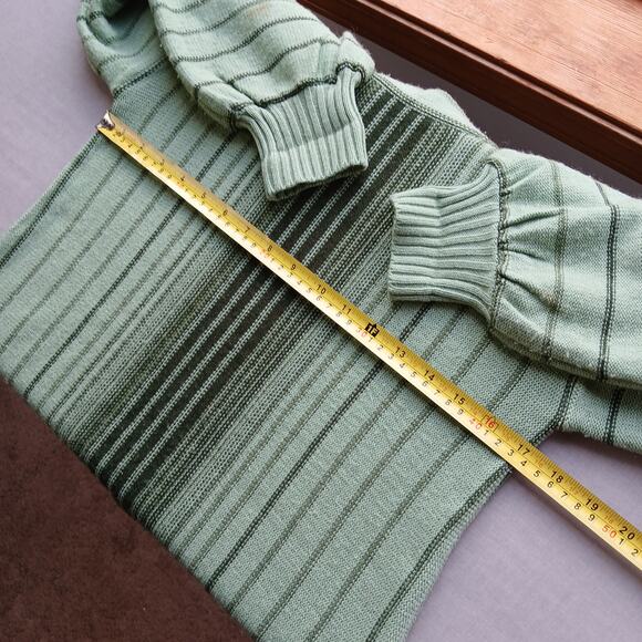 Pear Blossom Vertical Striped Sweater and Scarf Set Medium VTG 70s green black - Picture 8 of 16